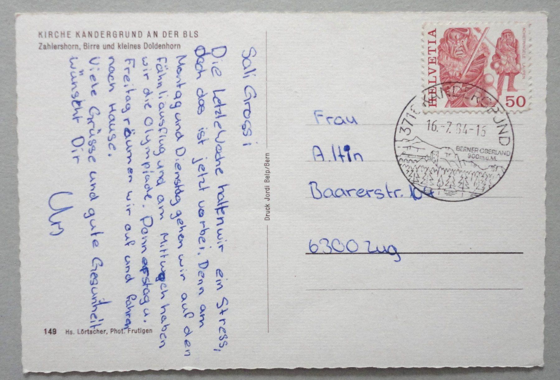 Cartoline postali: Kirche Kandergrund an der BLS – Usato da Fétigny venduto da Billy2miny 1