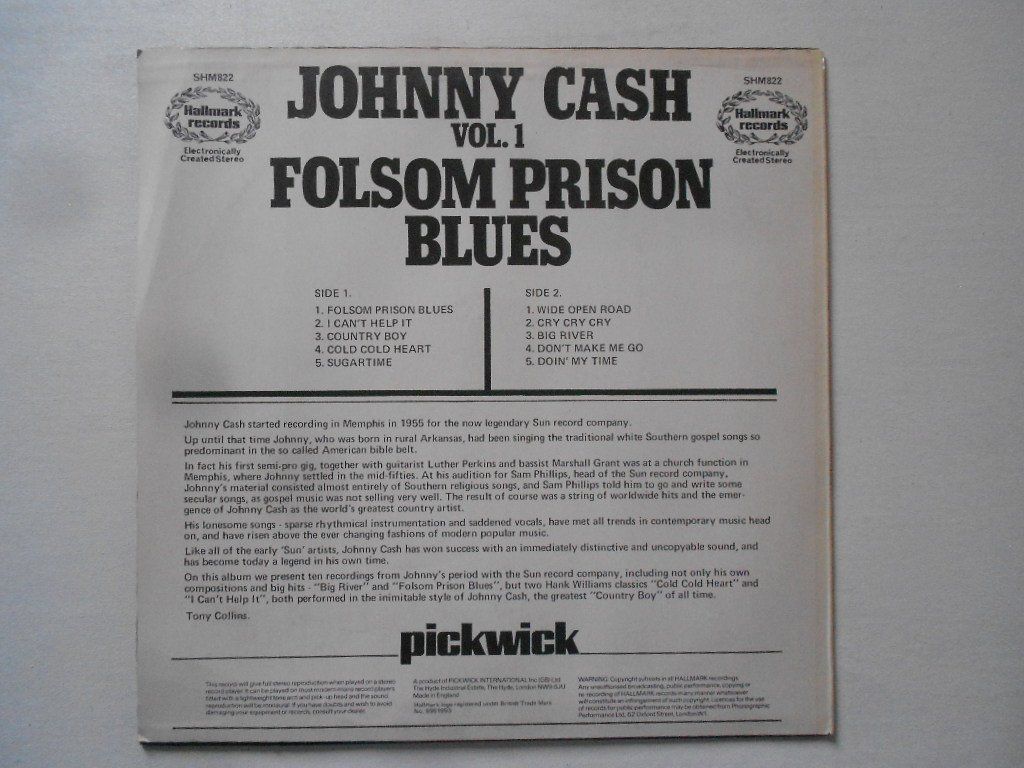 Schallplatten: JOHNNY CASH  -  FOLSOM PRISON BLUES – Gebraucht aus Bex von Giorgiob 1