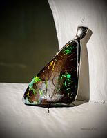 Opal - Anhänger - Boulder mit 925er Silberfassung