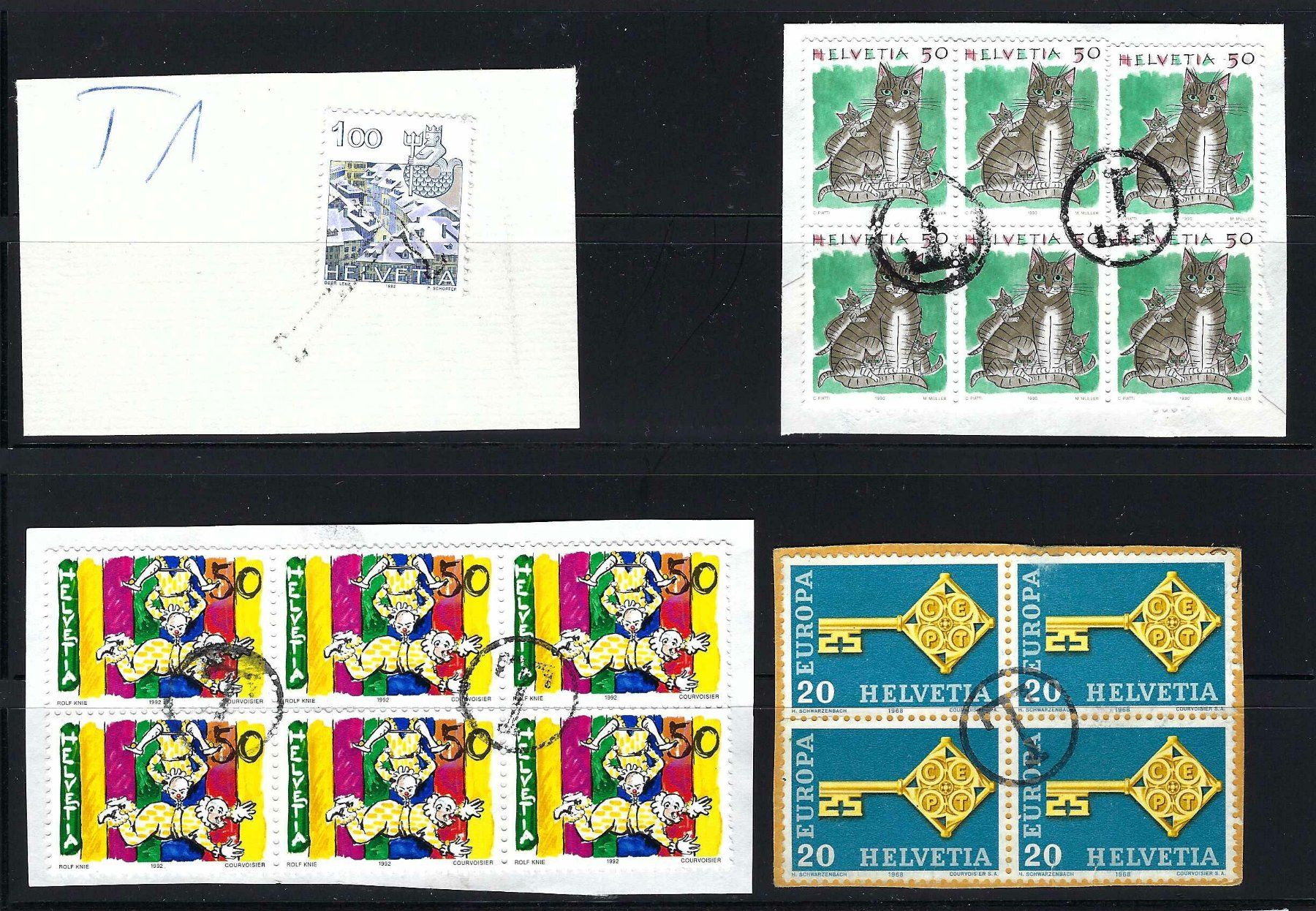 Tutti i francobolli: Diverse Briefmarken mit T-Stempel entwertet 4o – Usato da Aarau venduto da fussball-fussball 1