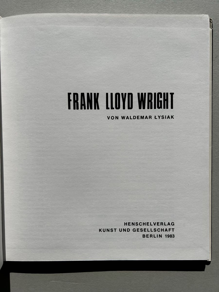 Bücher: Frank Lloyd Wright by Lysiak, Architecture Book, 1983 – Gebraucht aus Zürich von Coffeetable88 2