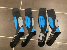 2 Paar Skisocken grau blau schwarz Grösse 31-34