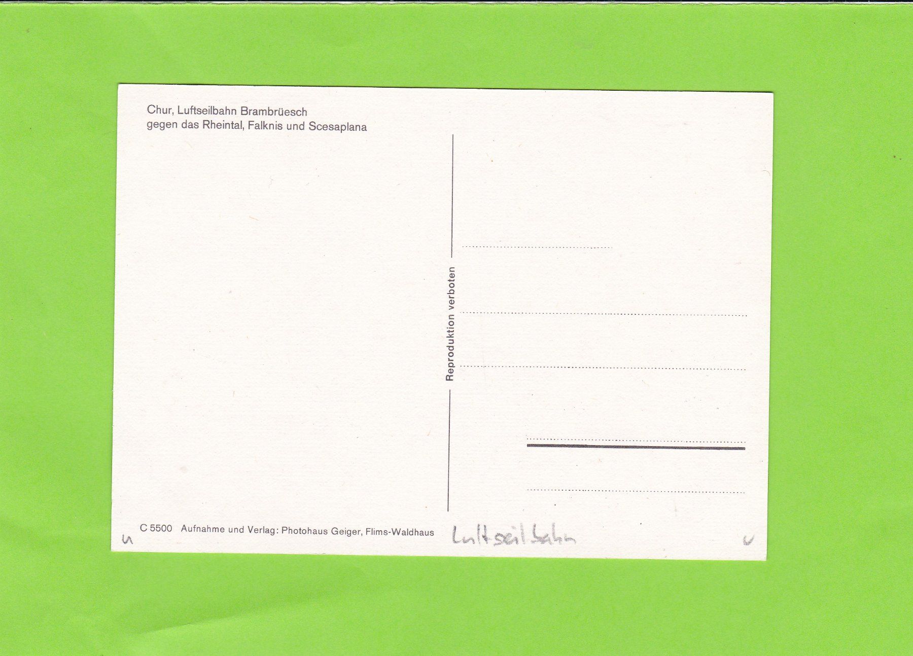 Cartoline postali: Chur, Luftseilbahn Brambrüesch – Usato da St. Peterzell venduto da neckertal 1
