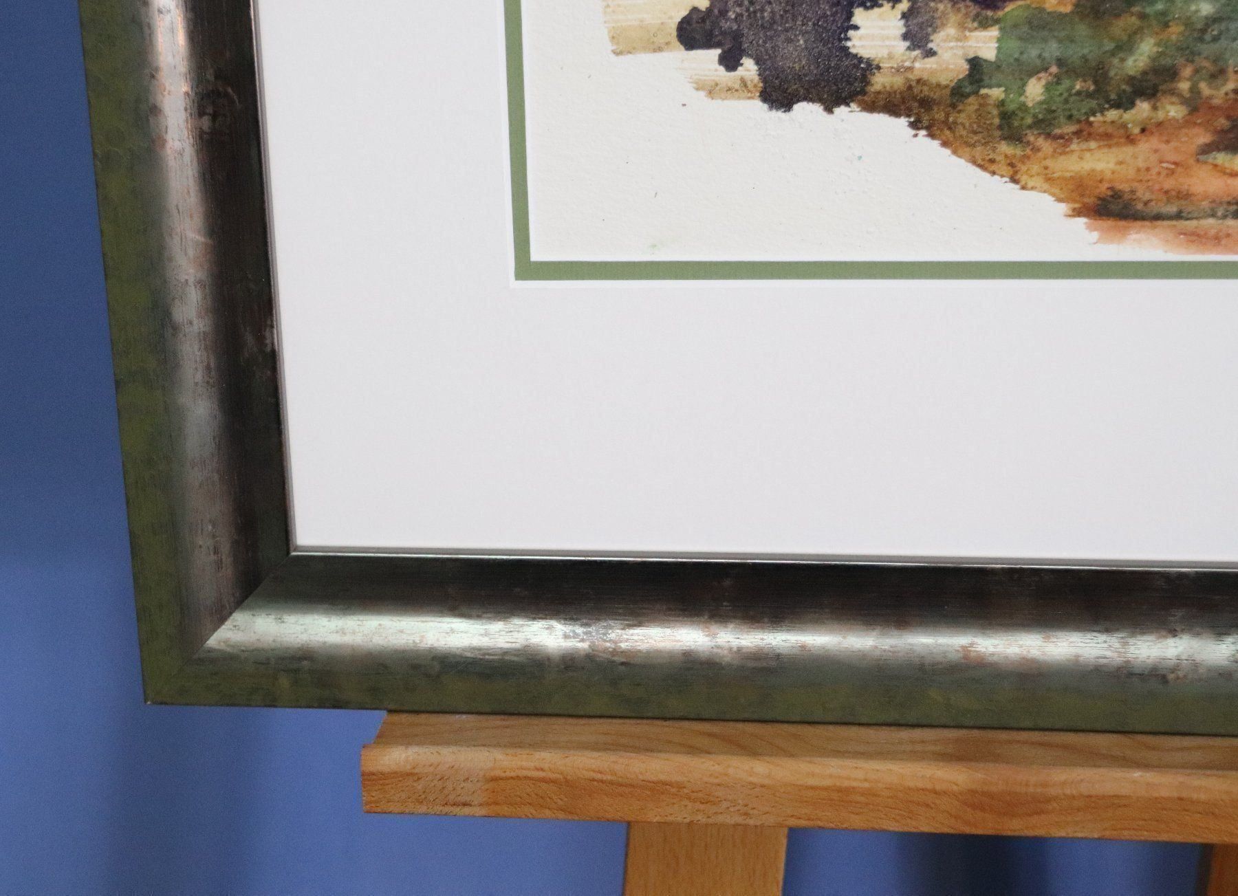 Dipinti: Melitta Progsch, Mischtechnik/Papier, Seeufer im Herbst – Usato da Zug venduto da Kunst-Fundgrube 5