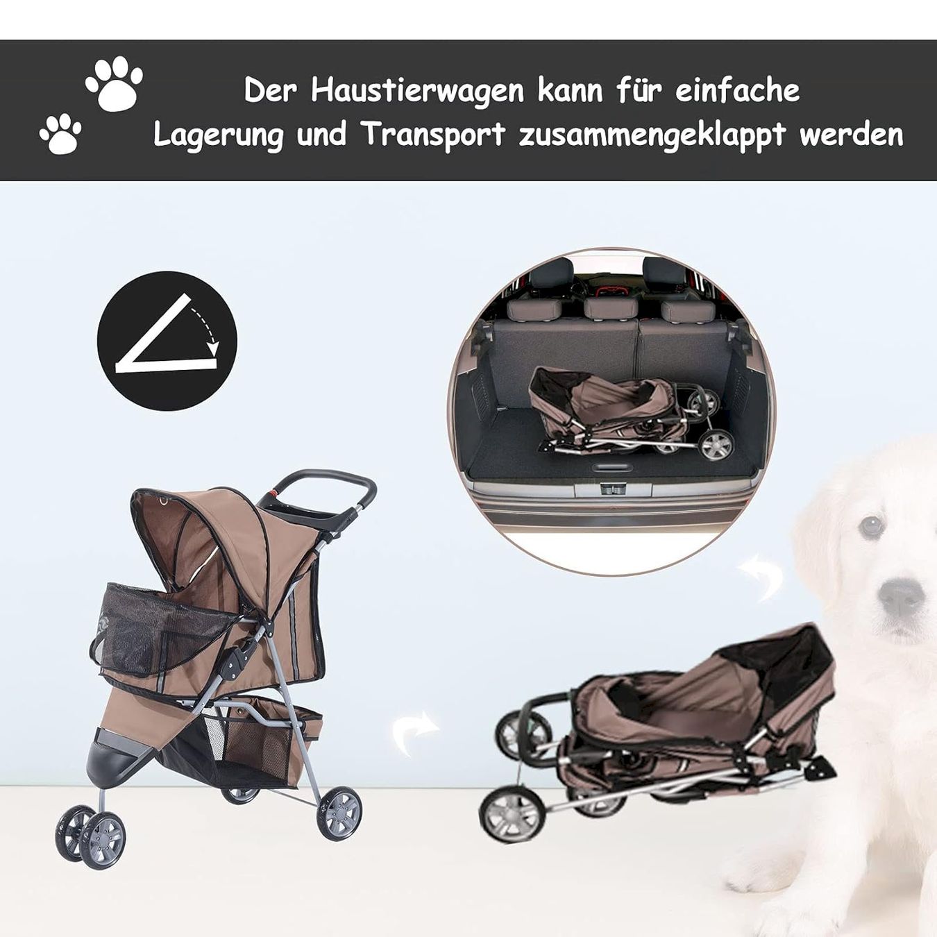 Käfige, Transport & Sicherheit: PawHut Hundewagen Kaffeebraun – Neu und originalverpackt aus Bottighofen von zaap 7