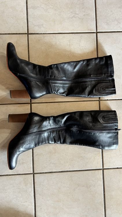Lederstiefel echt Leder Gr. 38 schwarz 9