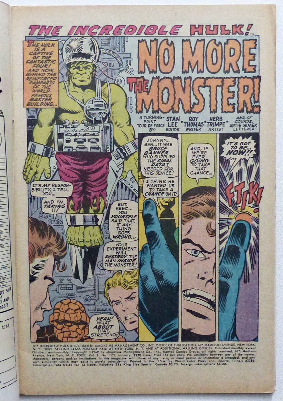 Comics: INCREDIBLE HULK #123 VS. THE LEADER MARVEL 1969 – Gebraucht aus Lugano von YouWantUS 1