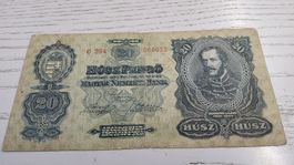 Alte Ungarische 20 Pengo Banknote, Sammlerstück 1930