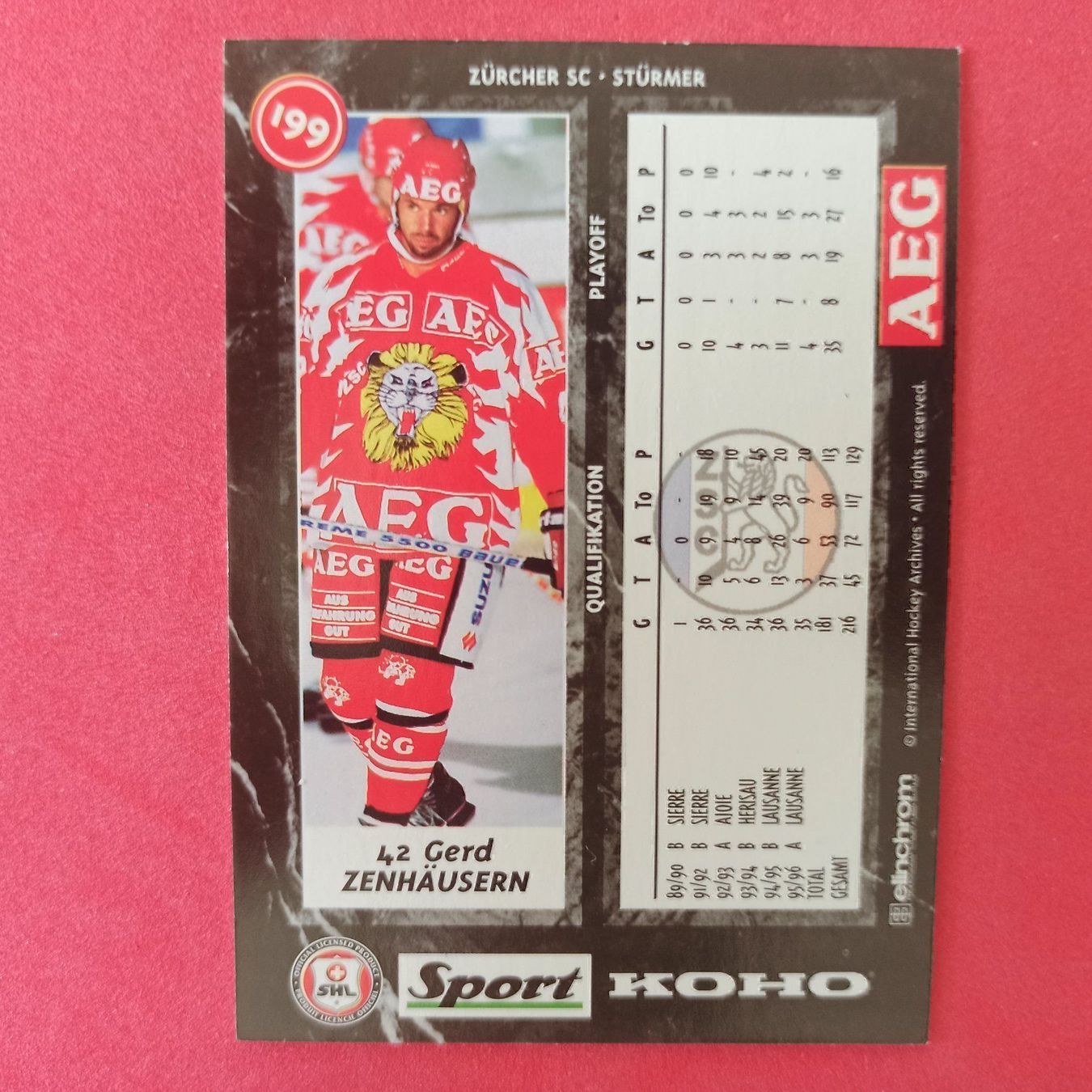 Carte collezionabili: Gerd Zenhäusern - ZSC CARD - 1996/97 – Usato da Dübendorf venduto da kb86_MOVIE 1
