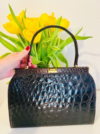 Vintage 1960’s Damen Kroko Leder Handtasche