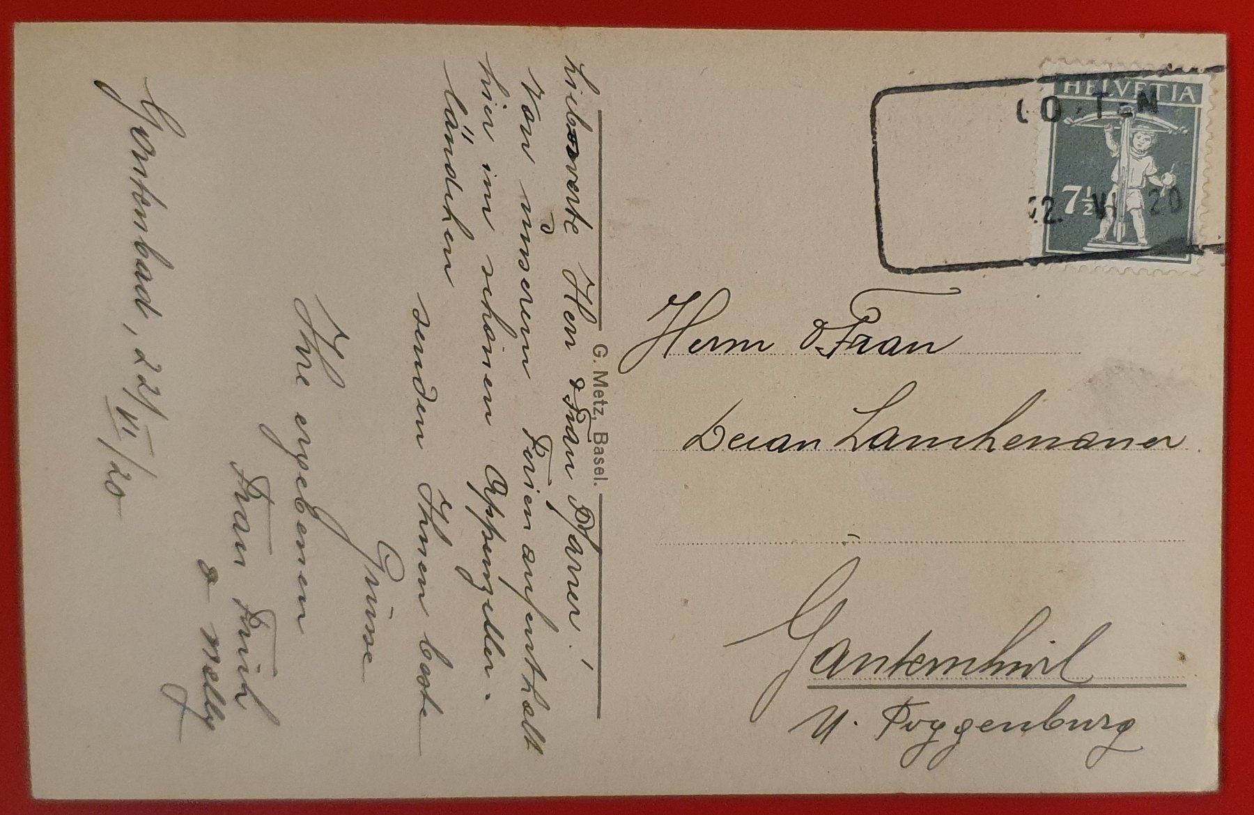 Cartoline postali: Gontenbad 1920 - Mit Aushilfsstempel GONTEN – Usato da Kreuzlingen venduto da Rschweiz1 1
