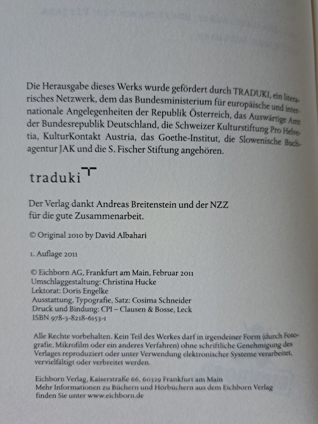 Libri: David Albahari: Die Kuh ist ein einsames Tier. Eichborn 2011 – Usato da Zürich venduto da chusel 4