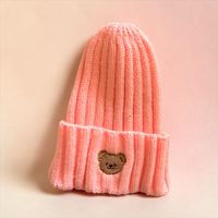 Kinder Mütze rosa mit Bären Applikation neu