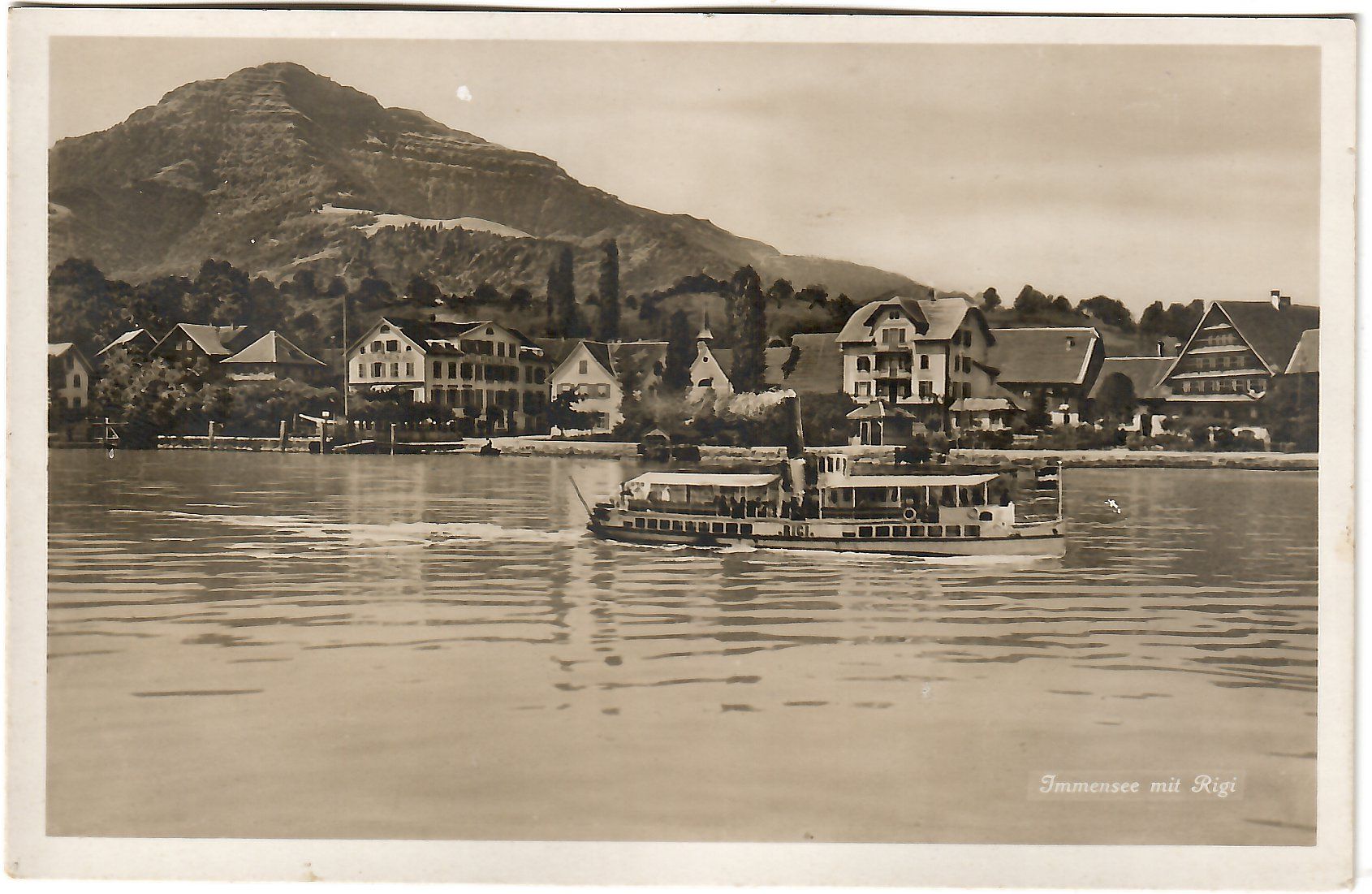 Cartoline postali: Ansichtskarte Immensee m. Rigi  (und Dampfschiff Rigi !) – Usato da Kerns venduto da etma3