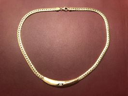 Edles Collier Panzer mit Diamant aus 18 Kt Gelbgold Au 750