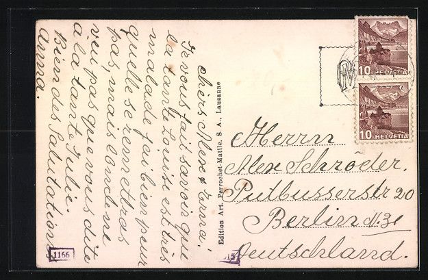 Cartes postales: AK Morges, Rue du Lac mit Turm – D'occasion à Berlin par bartko-reher 1