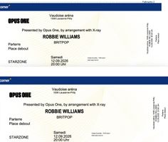 Ticket 12.09. Robbie Williams BRITPOP in Lausanne Stehpl (1)