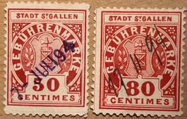 Alte St. Gallener Stempelmarken - Fiskalmarken Stadt SG