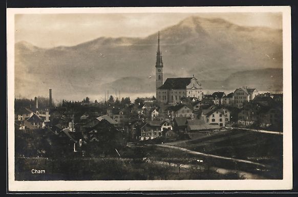 Cartoline postali: AK Cham, Ortsansicht aus der Vogelschau – Usato da Berlin venduto da bartko-reher