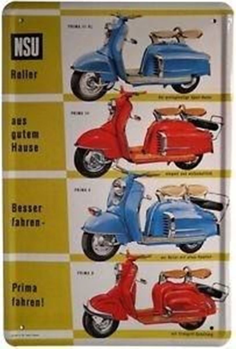 Insegne: Blechschild - NSU ROLLER PROGRAMM – Nuovo e nell'imballaggio originale da Rupperswil venduto da big-one-sale