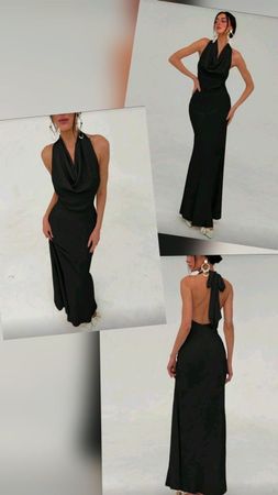 Rückenfreies Abendkleid ~ S ~ Wasserfall-Ausschnitt 6️⃣