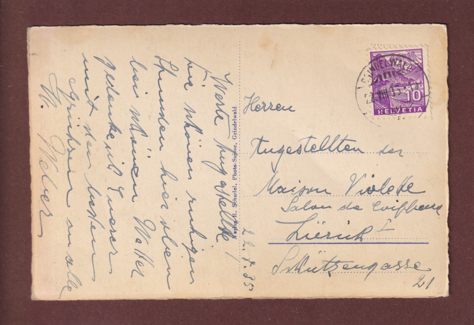 Cartoline postali: Grindelwald - OBERER GLETSCHER - 1935 – Usato da Pully venduto da nicecards 1