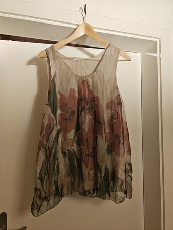 Leichtes Sommer Top aus Seide/Baumwolle mit Blumenmuster
