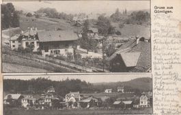 Antike AK  Gruss aus Gümligen Berner Oberland 2 Bilder 1908