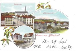 Bütschwil SG 3 Bild Litho Bankgasse 1906 sehr gut erhalten