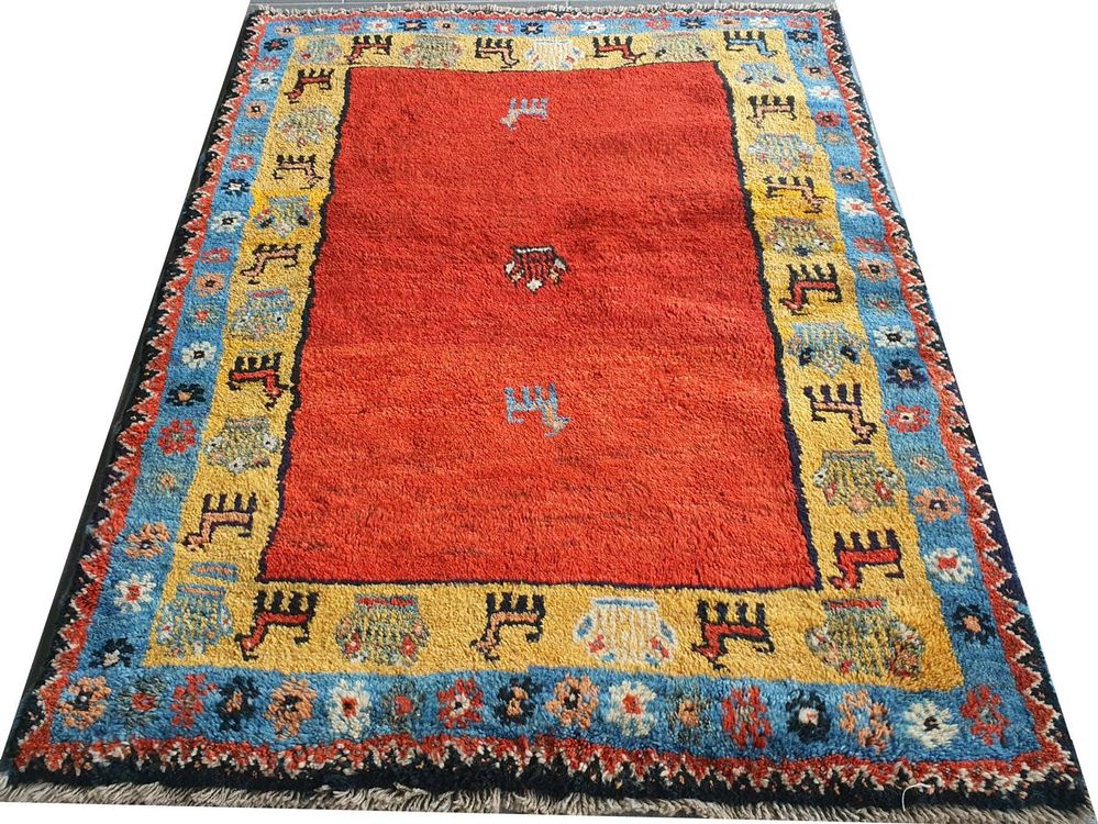 Authentique tapis d'orient entièrement noué à la main kaschkuli 1 en