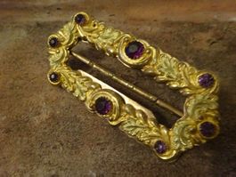 Antike Schnalle Amethystglas / Tombak