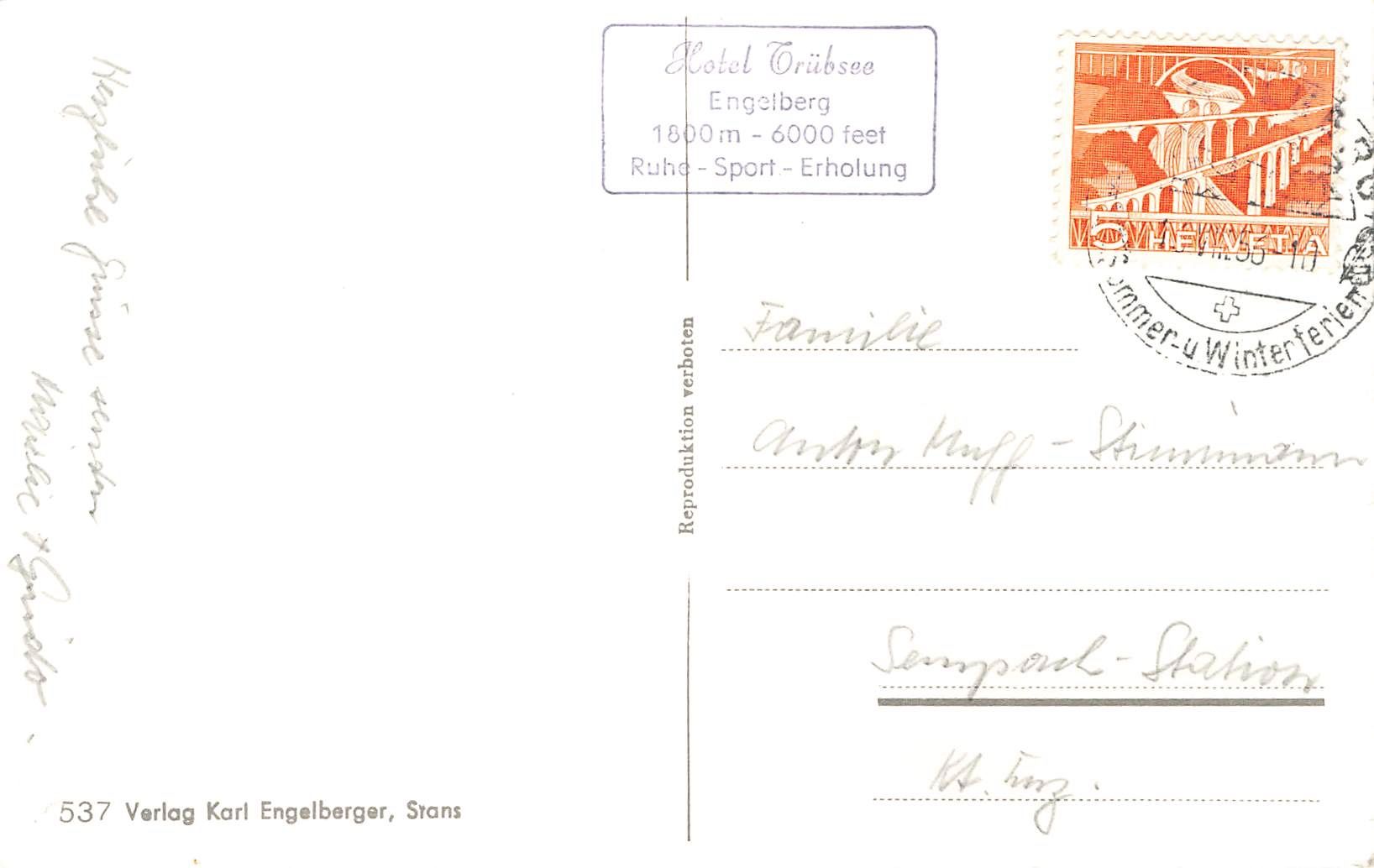 Cartoline postali: Engelberg Schwebebahn mit Hahnen Gondelbahn – Usato da Biasca venduto da Blenio71 1