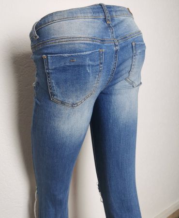 Coole Destroyed Jeans, Ripped Denim Jeans blau - S