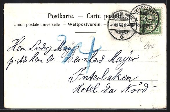 Cartoline postali: Interlaken, Ansicht des alten Klosters,  – Usato da Berlin venduto da bartko-reher 1