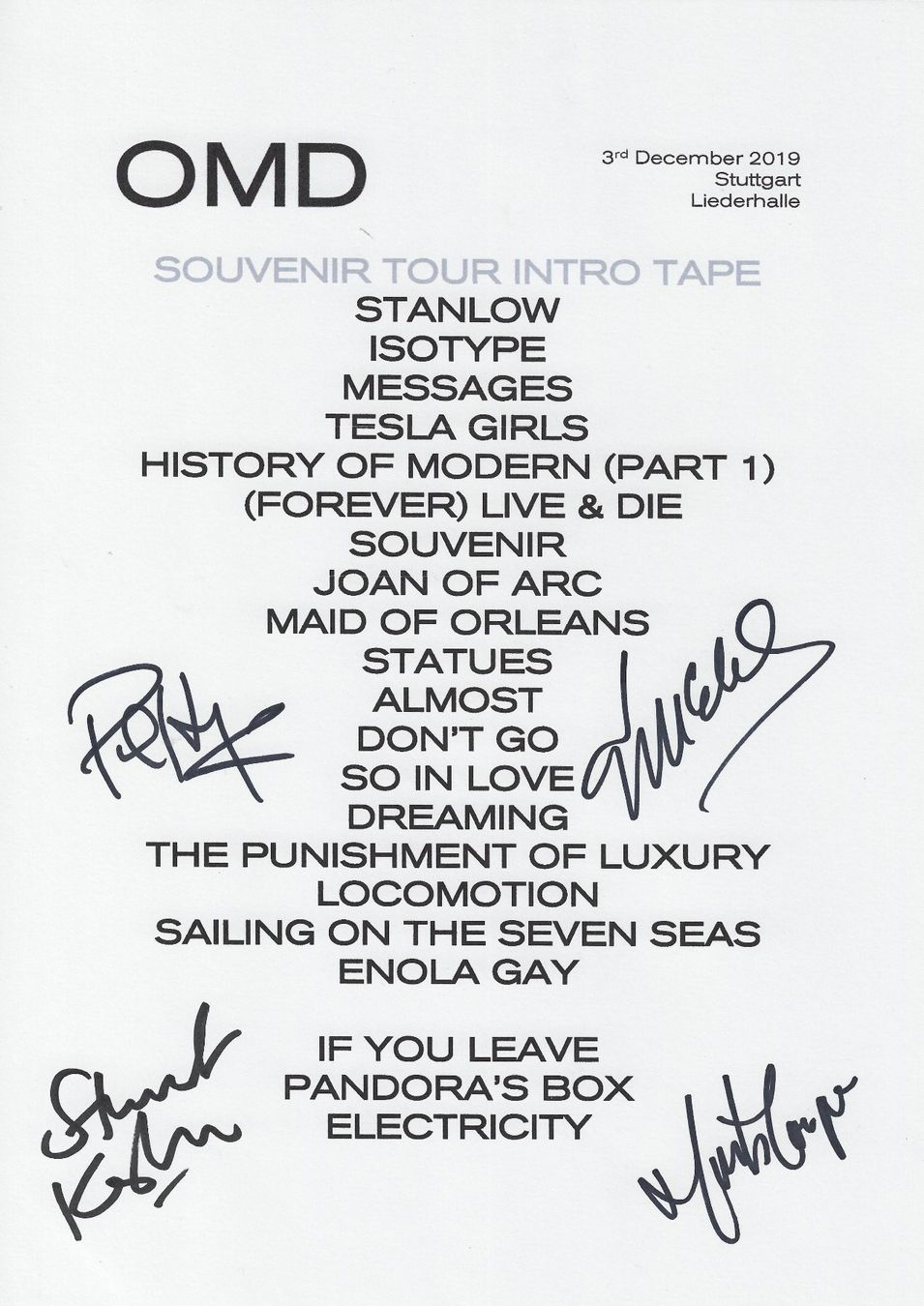 Autografi: Original Autogramme OMD (RAR) – Usato da Ziefen venduto da Dancer99