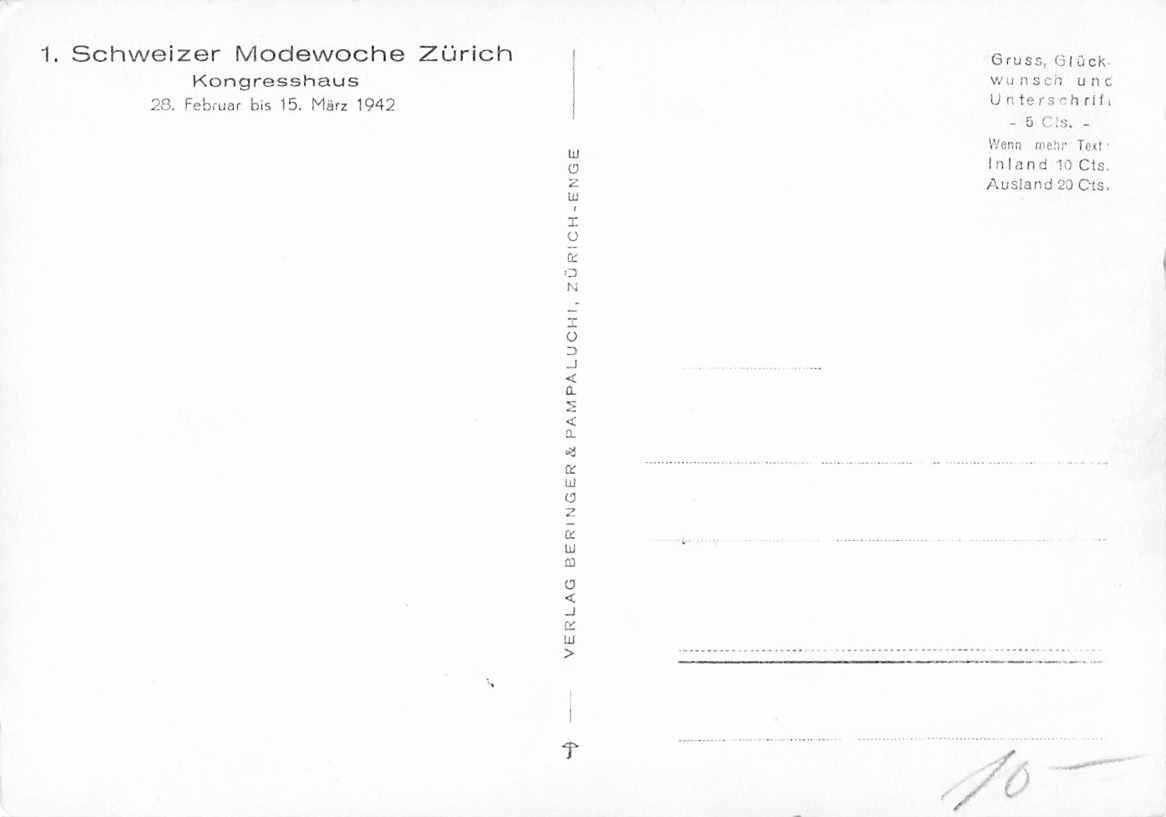 Cartes postales: 1. MODEWOCHE ZÜRICH 1942 – D'occasion à Winterthur par SchatzchischtliWinti 1