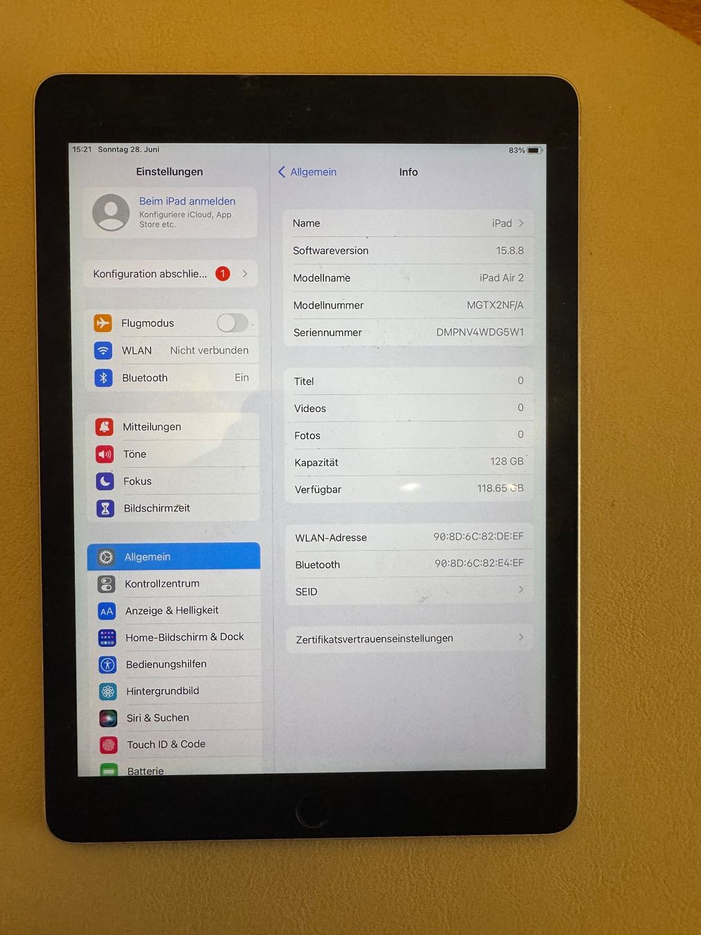 Apple Tablet PC: iPad Air 2 – 128 GB – Usato da Adliswil venduto da Busys 1