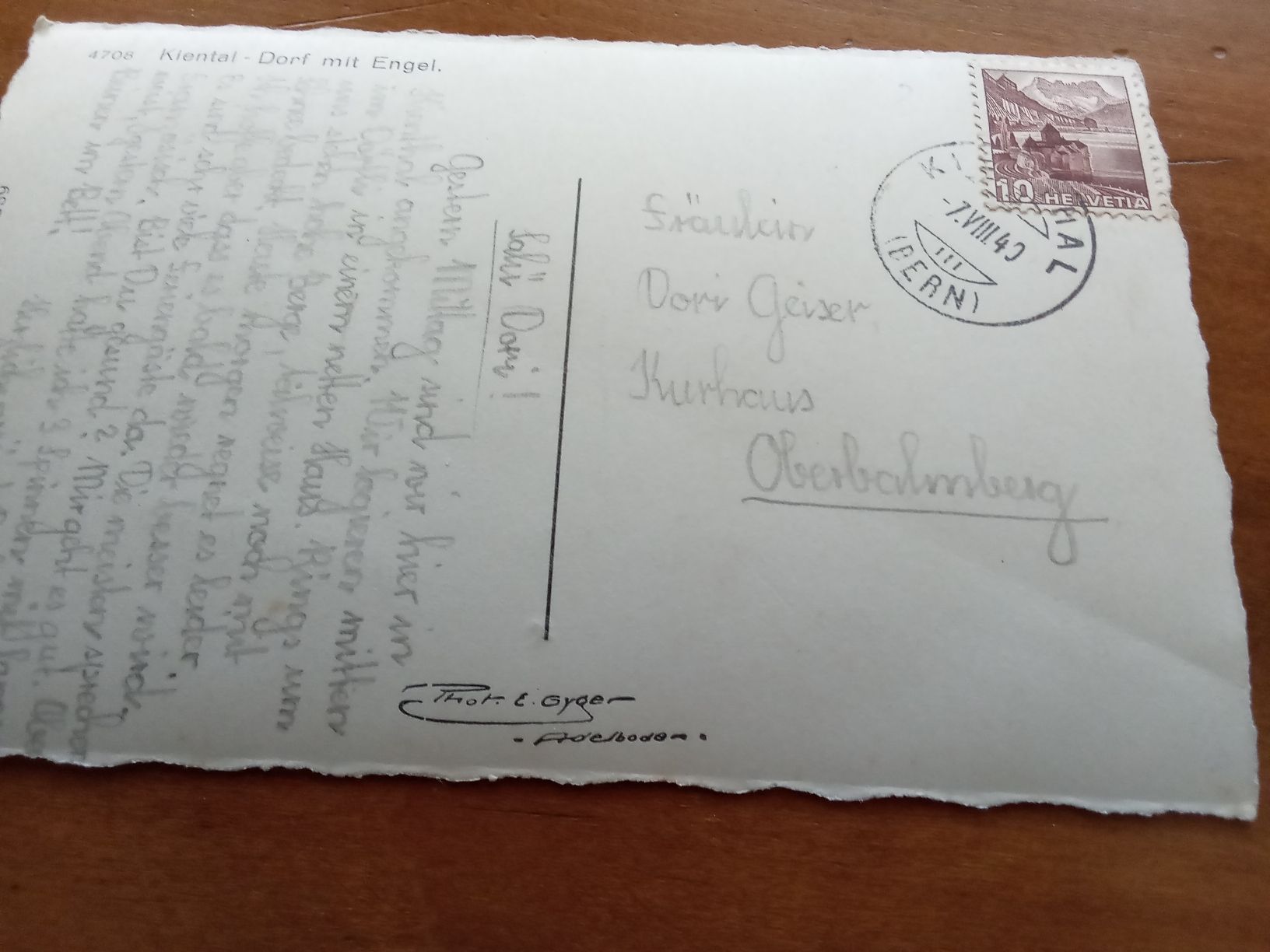 Cartoline postali: AK  KIENTAL DORF MIT ENGEL 1940 – Usato da Muri BE venduto da Alk 1