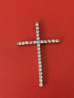 Pendentif Croix en argent, strass brillants - À saisir! (50)