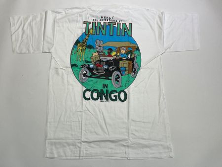 Vintage 90s T-Shirt Tintin Double Print New Under Blister L