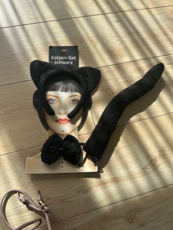 Fasnachtskostüm Katzen-Set schwarz