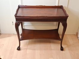 Antiker Chippendale Tabletttisch Mahagoni USA Originaletiket