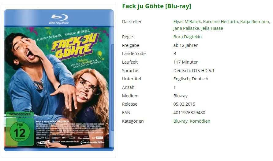 Tutti i DVDs: Fack ju Göhte (Blu-ray) – Usato da Emmetten venduto da SVollenweider