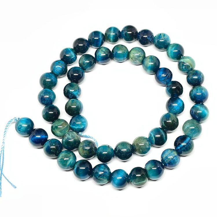 PONABEADIY Blaue Tigerauge Perlen 8mm - 60 Stück Naturstein Perlen Für Schmuckherstellung