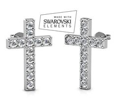 Ohrstecker, Kreuz mit Swarovski Elements