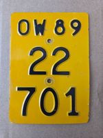Velonummer OW 89 gelb Mofanummer Plaque Mofa