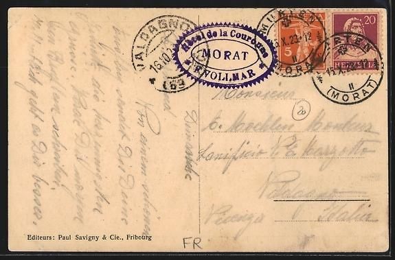 Cartes postales: AK Morat, le lac et le Vuilly, 1923 – D'occasion à Berlin par bartko-reher 1