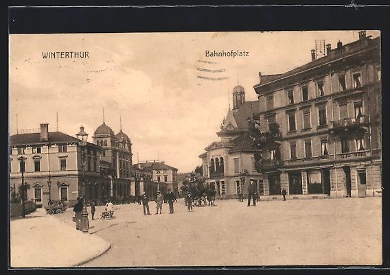 Cartoline postali: AK Winterthur, Bahnhofplatz, 1918 – Usato da Berlin venduto da bartko-reher