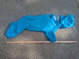 Hunderegenmantel / Regenoverall mit Kapuze – Blau