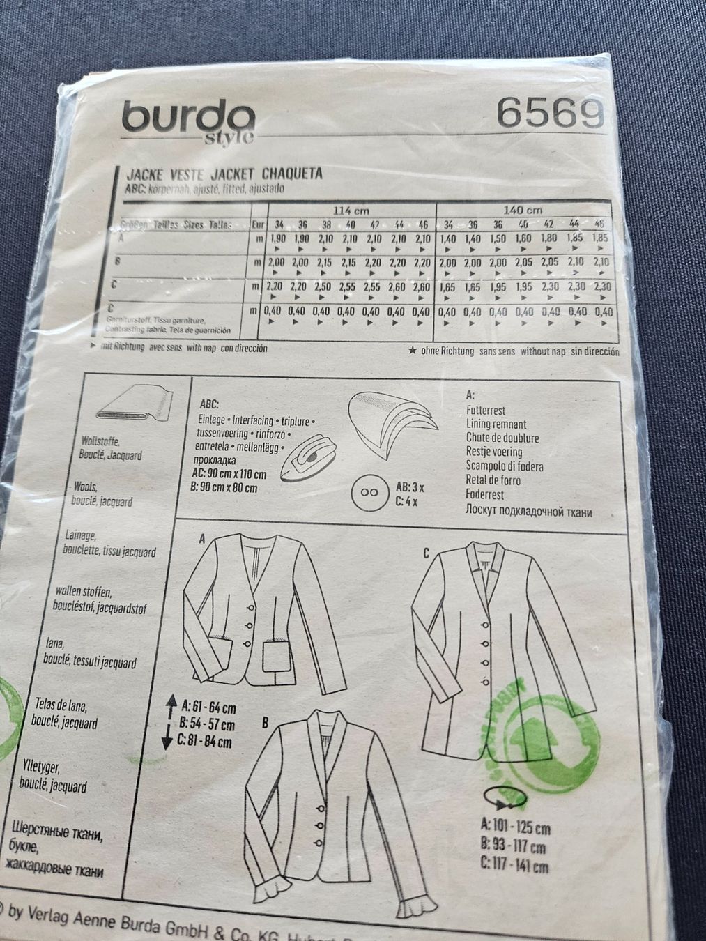 Cartamodelli: Burda Schnittmuster 6569 Jacke tailliert – Usato da Nürensdorf venduto da cul_b7h6 1